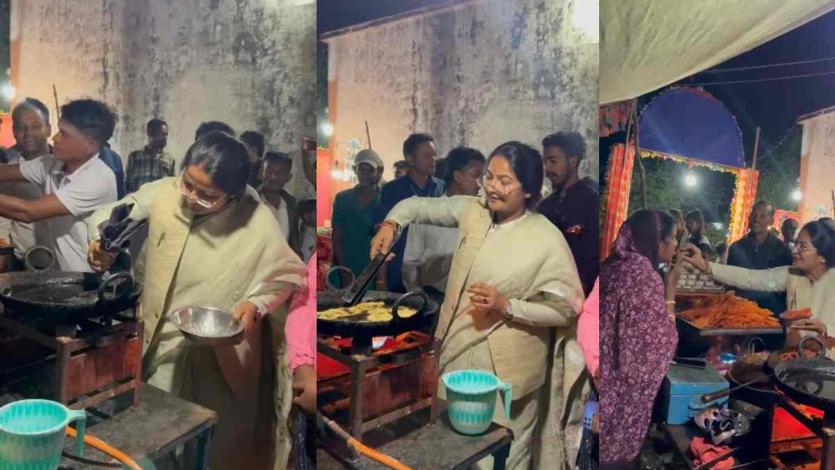 हलवाई की दुकान पहुंचीं महिला राज्यमंत्री, बनाने लगी जलेबी, दंपति को हाथों से खिलाया भी, देखें Video