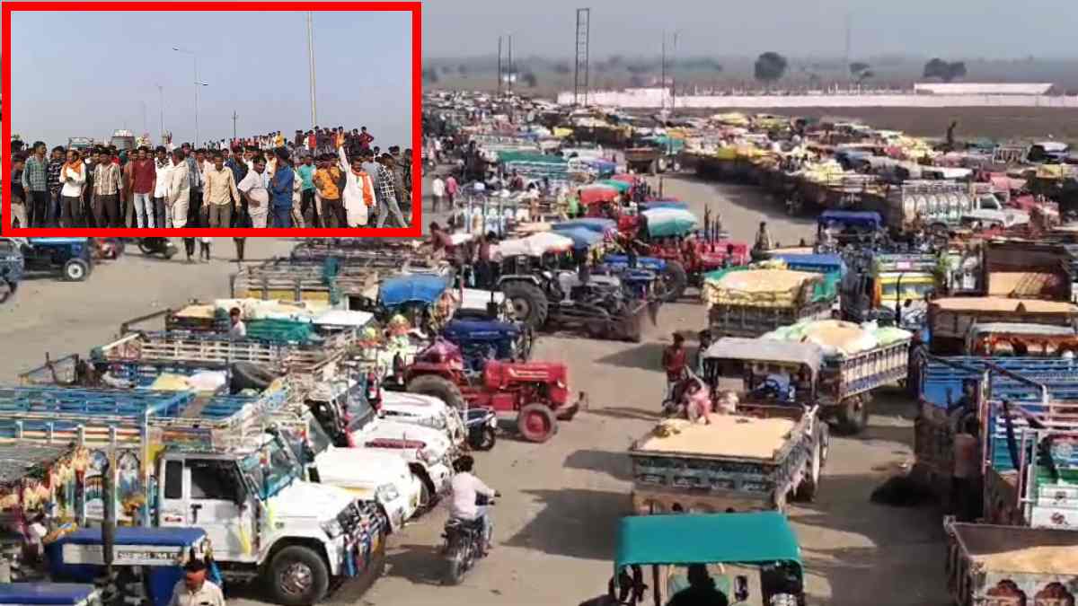 नीलामी बंद होने से किसानों का हल्लाबोल, नेशनल हाईवे किया जाम, तहसीलदार की समझाइश से हुए शांत
