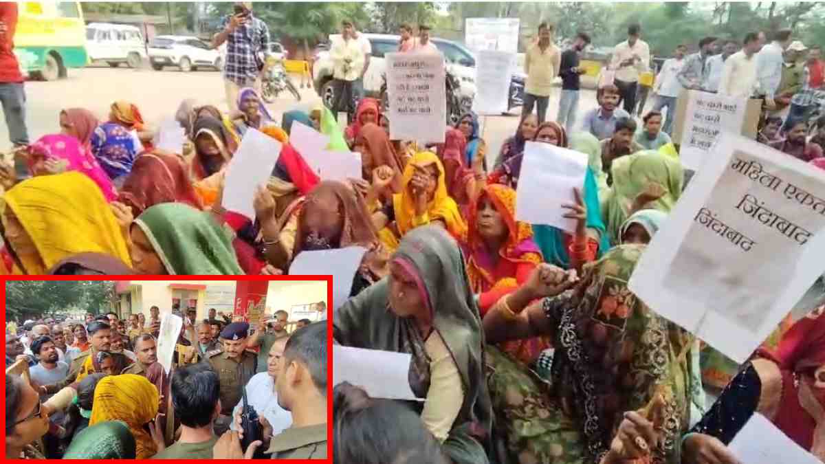 हाथ में तख्ती लेकर महिलाओं ने किया अवैध शराब बिक्री का विरोध, एसपी और कलेक्टर के दफ्तर पहुंच लगाए ‘साहब नीचे आओ’ के नारे