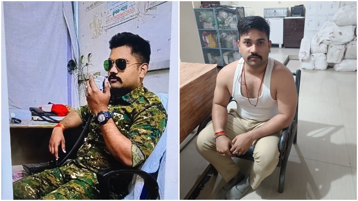 नकली पुलिसकर्मी को असली ने किया गिरफ्तार: थाने में खड़ी गाड़ियों के साथ फोटो खिंचवाकर दिखाता था रौब, फिर धमकाकर मांगता था पैसे, कई तरह की वर्दी बरामद