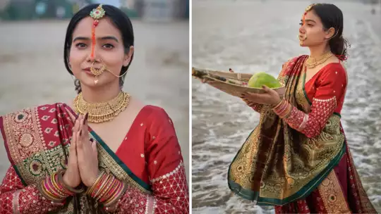 16 शृंगार, नाक से माथे तक सिंदूर लगाए Manisha Rani ने छठी मैया को दिया अर्घ, लाल रंग की साड़ी में शेयर किया फोटोज …
