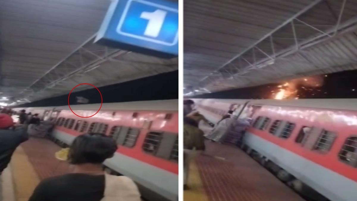 ट्रेन की छत पर चढ़ा युवक, हाईटेंशन लाइन की चपेट में आने से बुरी तरह झुलसा, VIDEO देख खड़े हो जाएंगे रोंगटे