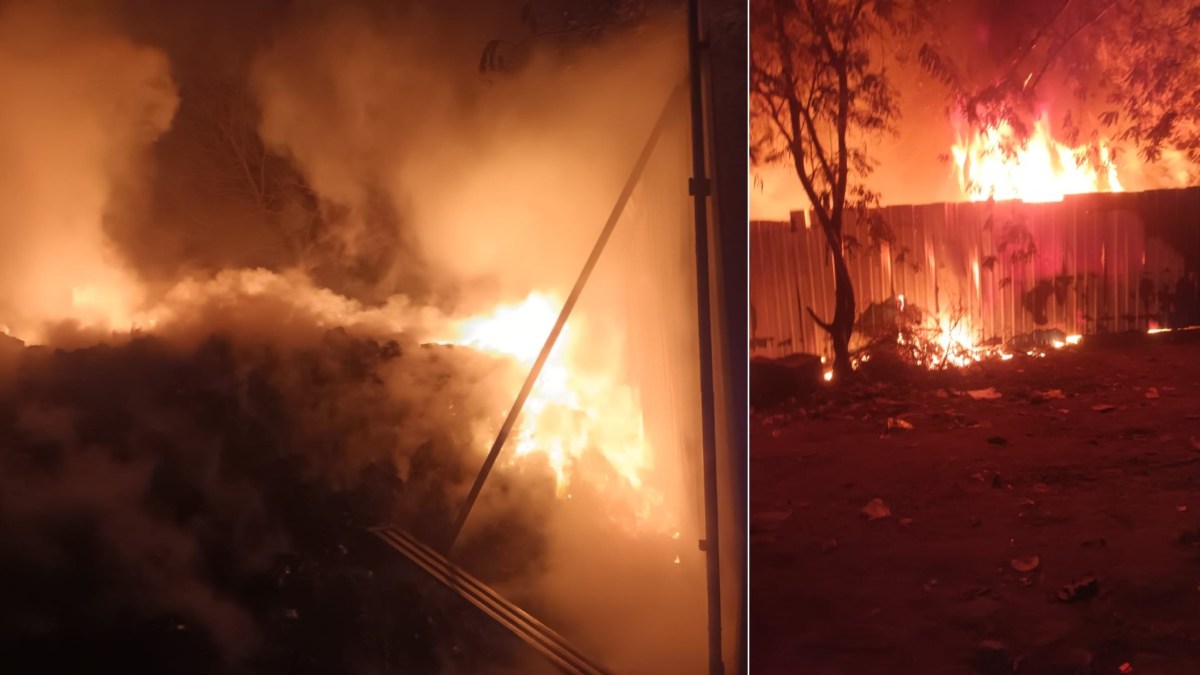 कॉलेज के सामने बनाए गए डंप यार्ड में लगी भीषण आग, दमकल विभाग की तीन गाड़ियां आग बुझाने में जुटी