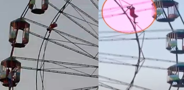 कमजोर दिल वाले न देखें VIDEO : झूला झूल रही बच्ची सैकड़ों फीट की ऊंचाई से गिरी, मची चीख पुकार