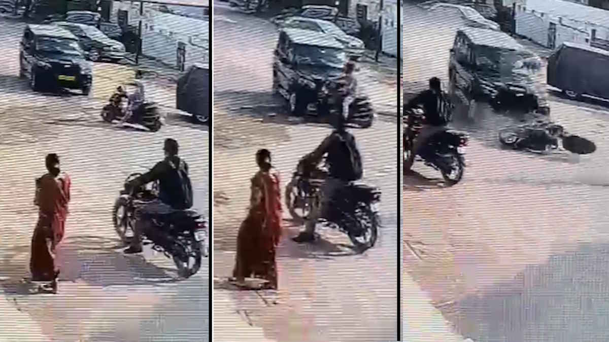 सड़क पर बेतरतीब खड़ी गाड़ी की वजह से तेज रफ्तार स्कार्पियो की चपेट में आया स्कूटी सवार, देखिए वीडियो