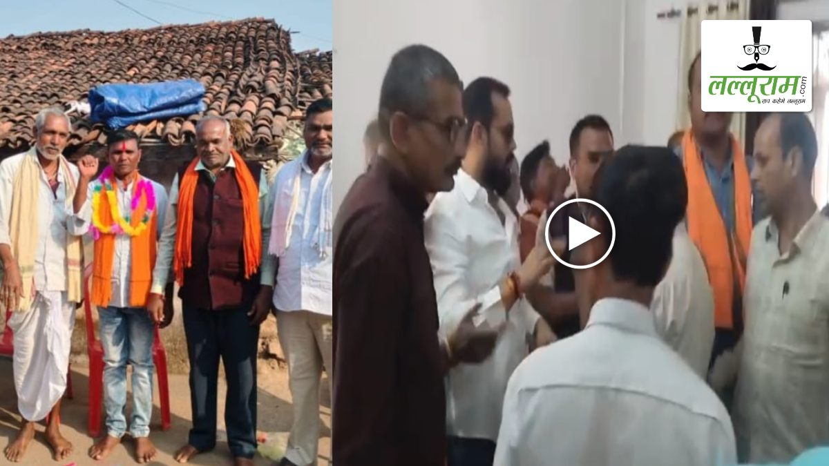 BJP मंडल अध्यक्ष के चुनाव में हंगामा: मालाओं से लाद नेताजी का मुंह मीठा करा दिया, लिफाफे में निकला दूसरे का नाम, बंद कमरे में झूमाझटकी का VIDEO वायरल