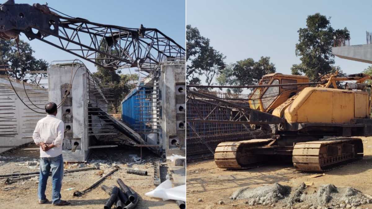 फ्लाईओवर निर्माण के दौरान हादसा: क्रेन का हुक टूटकर गिरा, एक मजदूर की मौत, एक की हालत गंभीर