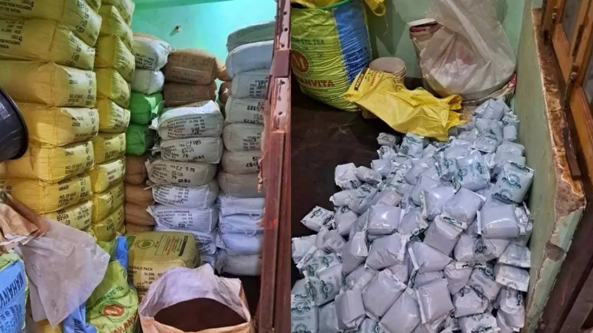 नकली चायपत्ती फैक्ट्री का भंडाफोड़ : ब्रांडेड कंपनियों के नाम पर लगा रहे थे चूना, बलुआ पत्थर और केमिकल से बनाई जा रही थी चायपत्ती