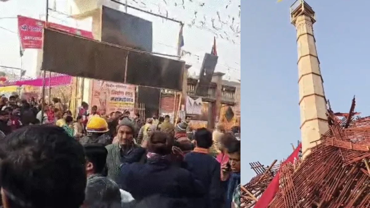 बागपत के बड़ौत में बड़ा हादसा : 65 फीट ऊंचा मंच टूटा, 80 से अधिक श्रद्धालु घायल, मौके पर मची भगदड़