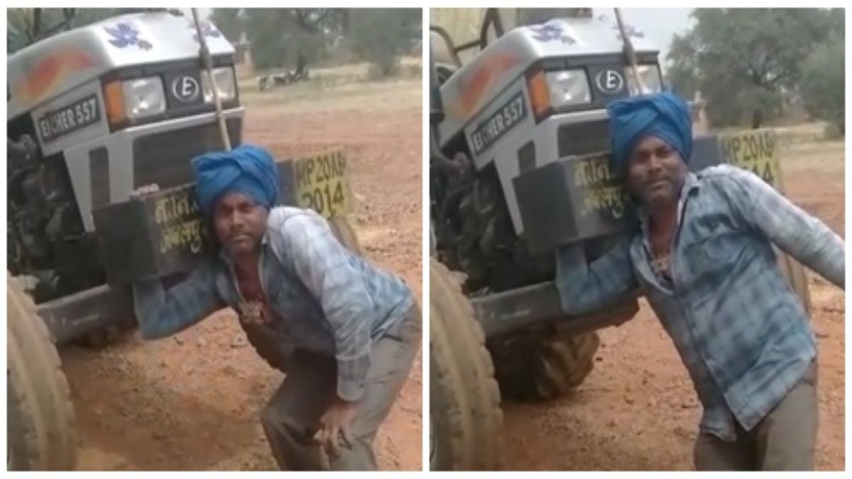 रील नहीं रियल लाइफ का बाहुबली: इस शख्स ने कंधे पर उठा डाला ट्रैक्टर, Video देख आप भी रह जाएंगे दंग 