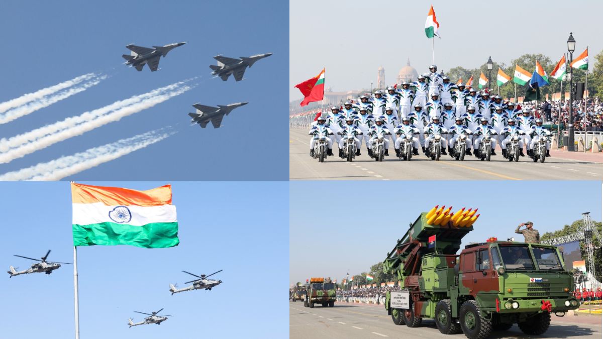 कर्तव्य पथ पर दिखा सेना का शौर्य, आसमान में राफेल-सुखोई ने दिखाई ताकत, देखें गणतंत्र दिवस परेड की अनोखी तस्वीरें