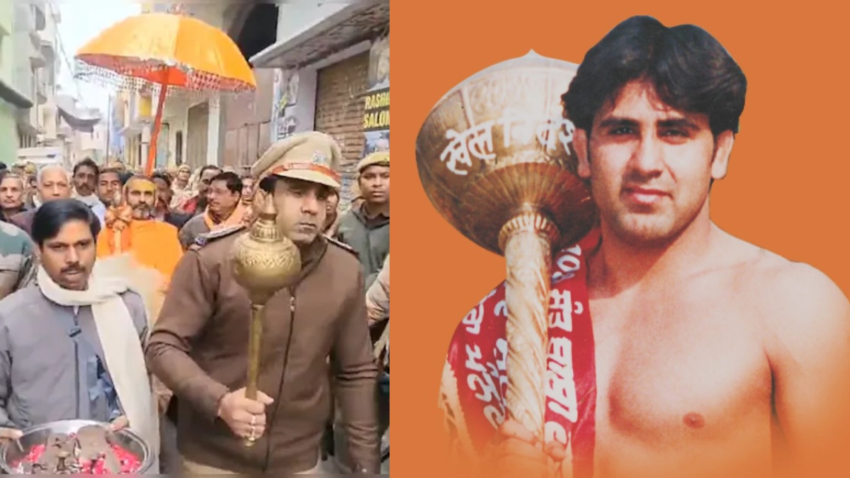 डिप्टी एसपी अनुज चौधरी रथ यात्रा में बने हनुमान, डीआईजी ने दिए जांच के आदेश, संभल सीओ ने बताई गदा पकड़ने की वजह