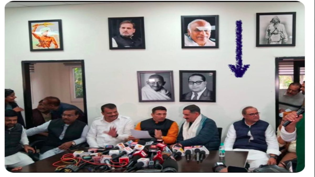गांधी और अंबेडकर तस्वीर मामला: कांग्रेस ने दी सफाई, राष्ट्रीय सचिव कुणाल बोले- विचार के साथ तस्वीर भी नजर आए इसलिए की व्यवस्था, मामला PCC दफ्तर का नहीं घर का