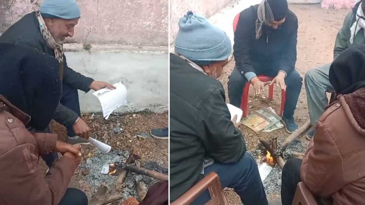 अलाव में जला बच्चों का भविष्य: शिक्षकों ने पढ़ाई जाने वाली किताबों में लगाई आग, फिर तापने लगे हाथ, वीडियो वायरल