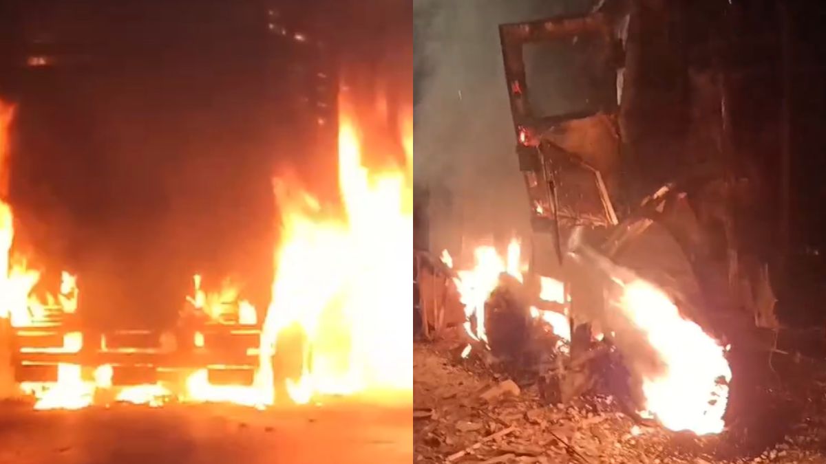CG News : चलते ट्रक में लगी आग, चालक और परिचालक ने कूदकर बचाई जान, देखें Video