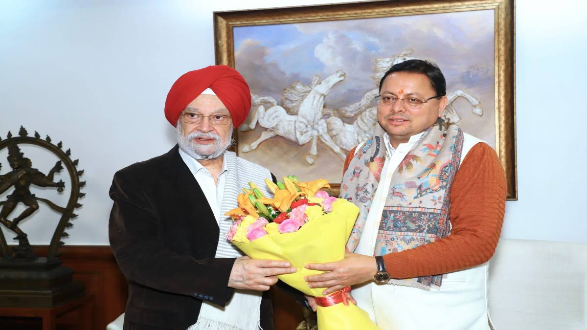 CM धामी ने केंद्रीय मंत्री हरदीप पुरी से की मुलाकात, राष्ट्रीय खेलों के लिए CSR स्पॉन्सरशिप का किया अनुरोध 