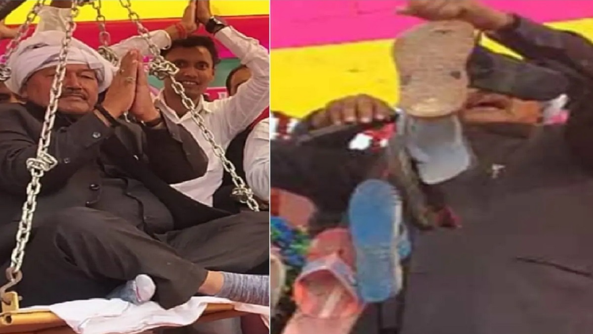सिक्के से तौलने का था प्लान, मंच पर जूते-चप्पल की माला लेकर पहुंच गए नेता जी, लोगों से पहनाने का किया आग्रह, जानें पूरा मामला?