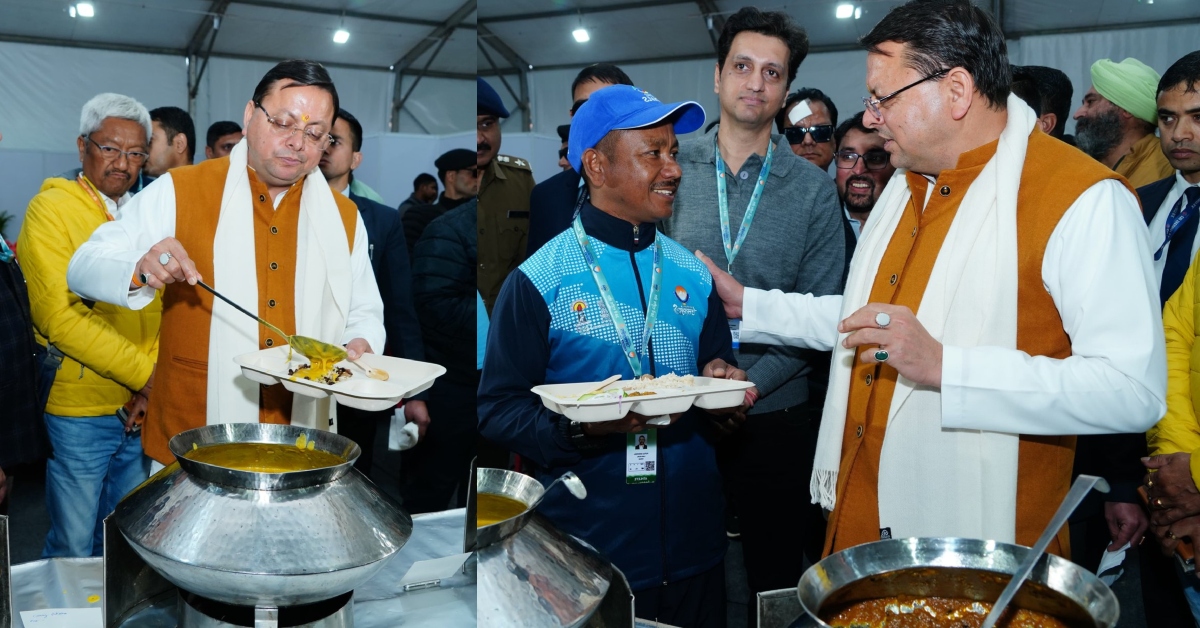 सीएम धामी ने 38वें राष्ट्रीय खेलों की विभिन्न व्यवस्थाओं का किया अवलोकन, खिलाड़ियों को परोसा भोजन, अधिकारियों को दिए कड़े निर्देश