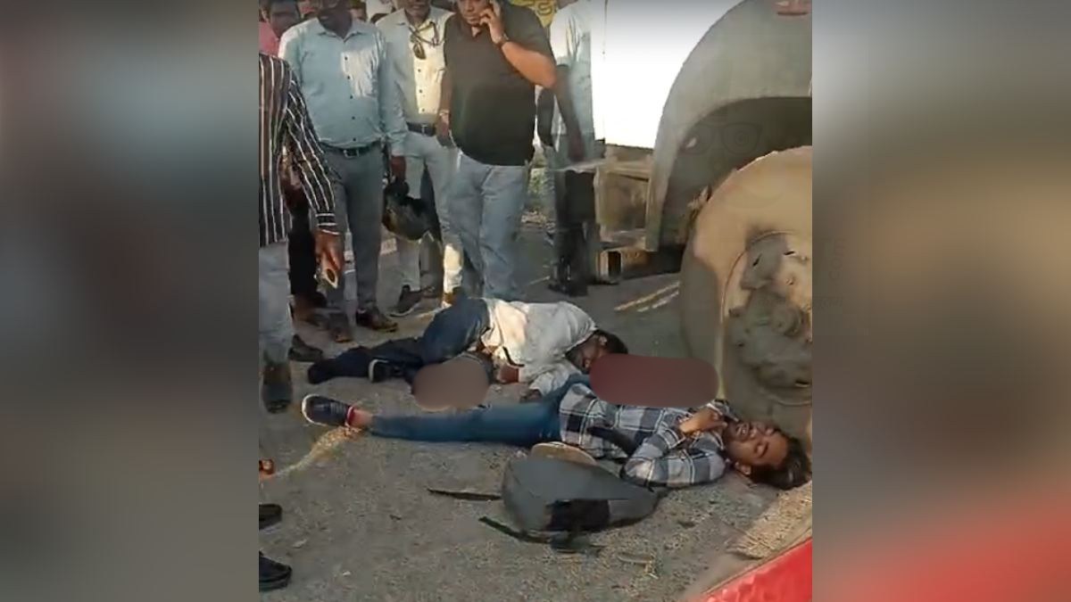 दर्दनाक हादसा : बाइक सवारों को कार ने मारी टक्कर, फिर हाइवा की चपेट में आने से एक युवक की मौत, दूसरा घायल