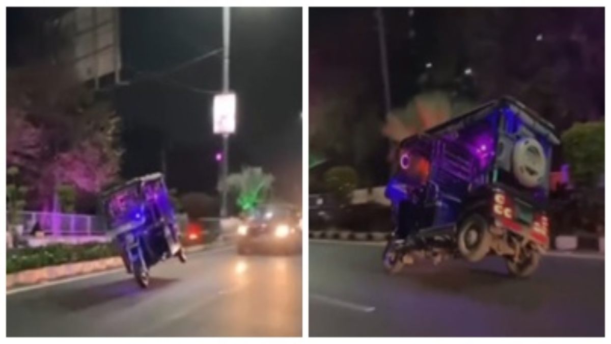 GIS की तैयारी के बीच VIP रोड पर युवक का स्टंट: दो पहिए पर चलाया ई रिक्शा, वीडियो देख मुंह को आ जाएगा कलेजा