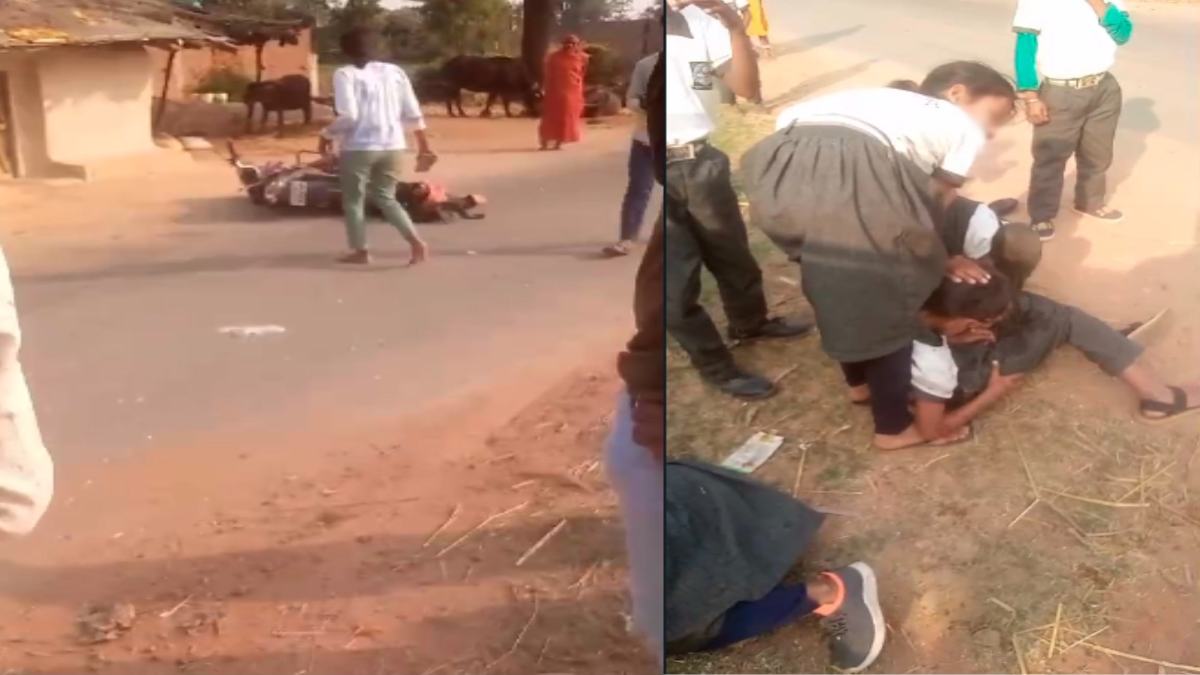 बाइक और स्कूली वैन की भिंड़त: 2 युवक समेत कई बच्चे घायल, क्षमता से अधिक बच्चे थे सवार