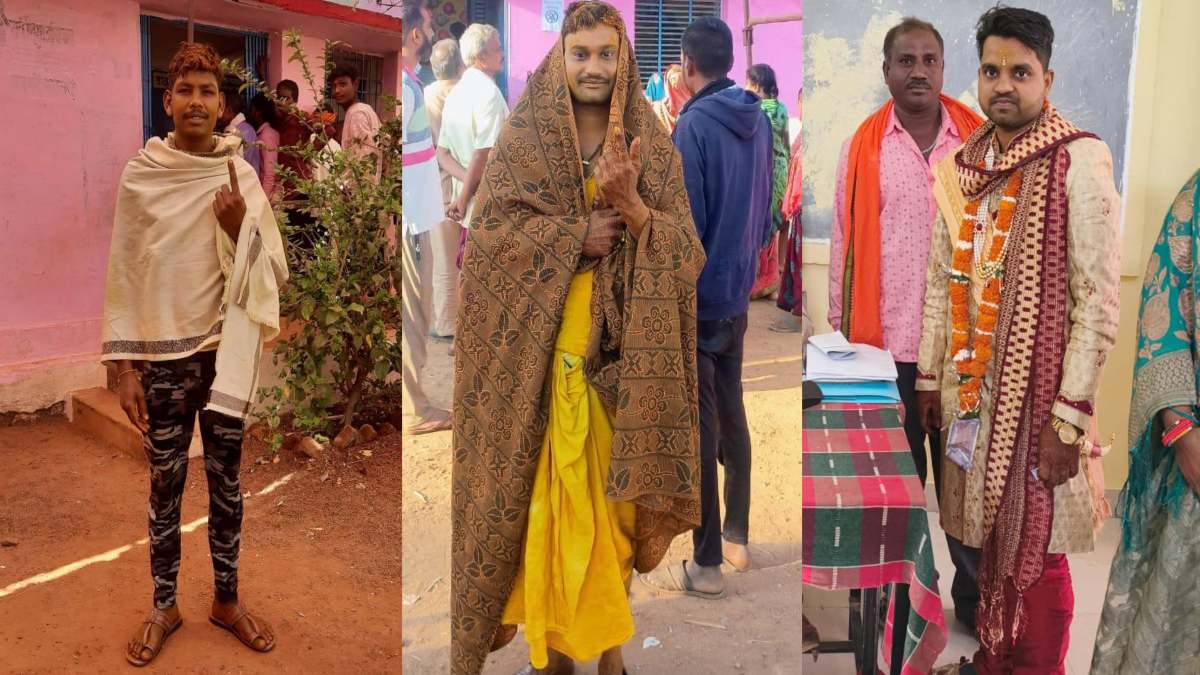 लोकतंत्र की खूबसूरत तस्वीर : बारात से पहले पोलिंग बूथ पहुंचा दूल्हा, किसी ने हल्दी तो किसी ने मेहंदी रचे हाथों से किया मतदान