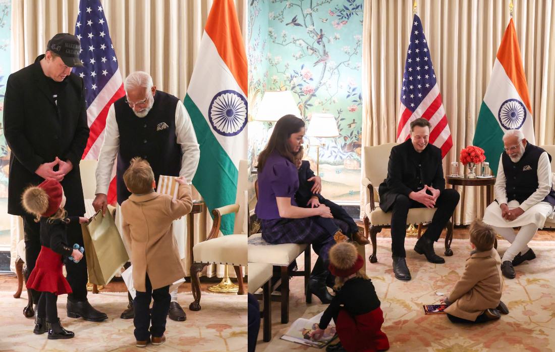 Elon Musk Meet PM Modi: एलन मस्क ने परिवार के साथ पीएम मोदी से की मुलाकात, प्रधानमंत्री ने मस्क के बच्चों पर लुटाया प्यार, देखें Video और तस्वीरें