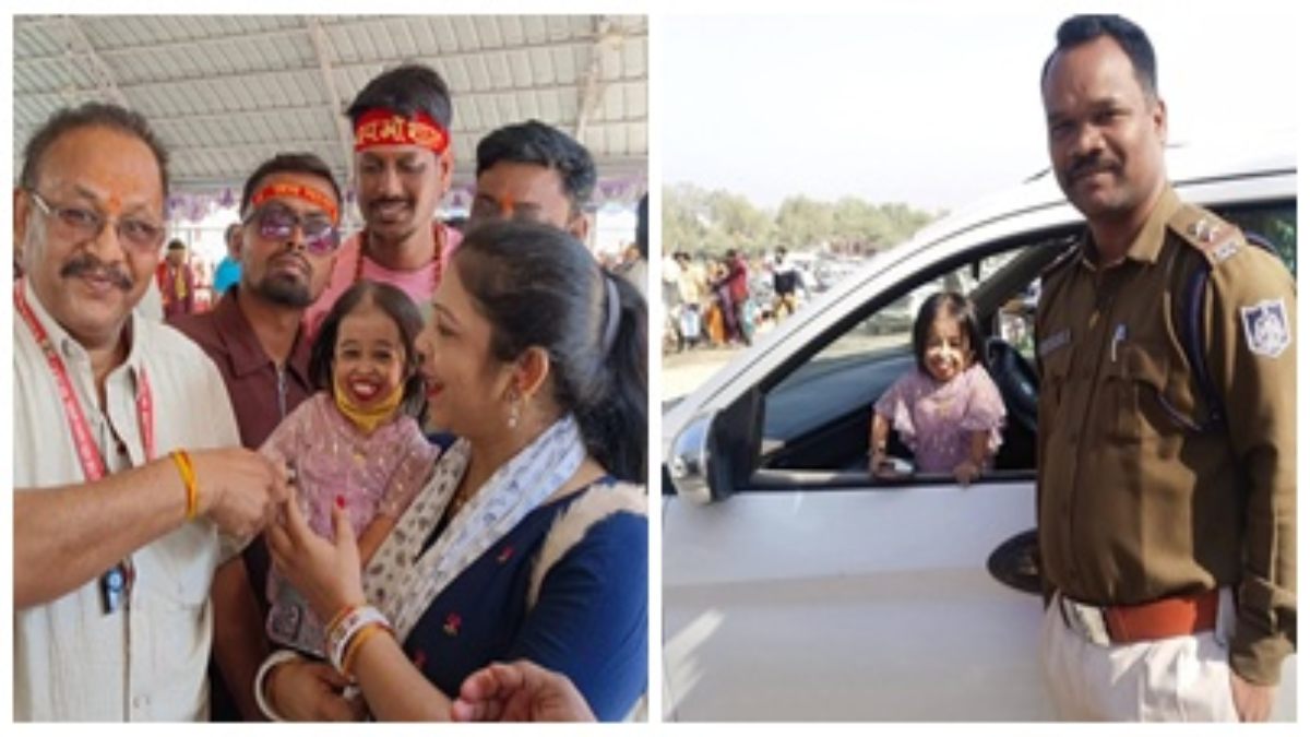 दुनिया की सबसे छोटी महिला पहुंची मां शारदा के दरबार: सेल्फी के लिए उमड़ी भीड़, गिनीज वर्ल्ड रिकॉर्ड में दर्ज है नाम
