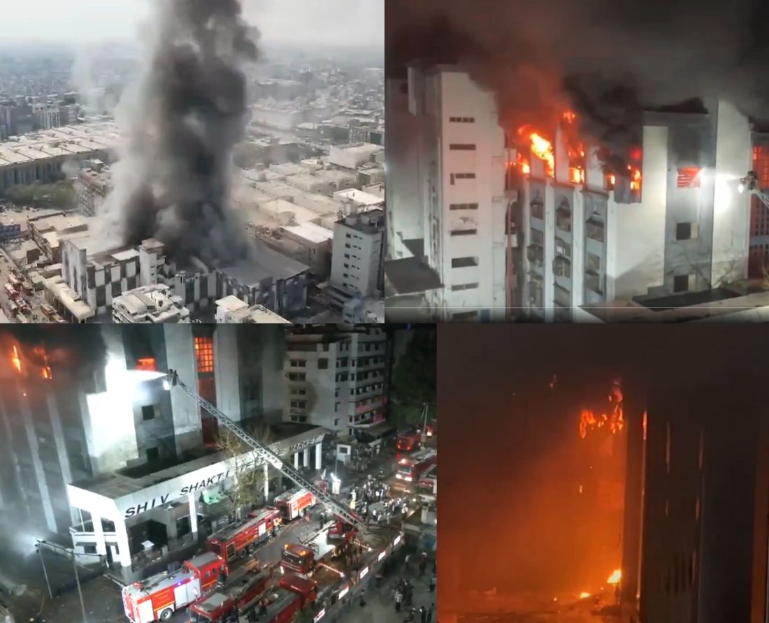 कपड़ा मार्केट में आग, मचा हाहाकारः सूरत के टेक्सटाइल मार्केट में भीषण आग से 800 से अधिक दुकानें जलकर खाक, 500 करोड़ से अधिक स्वाहा, व्यापारियों के आंखों में आंसू और गम के सिवा कुछ नहीं, Watch Video