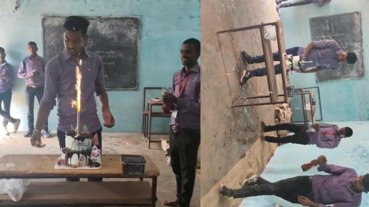 ‘Class-Room’ में ‘Birthday Party’: बियर की बोतल खोलकर शैंपेन की तर्ज पर किया चीयर्स और काटा केक, Video वायरल
