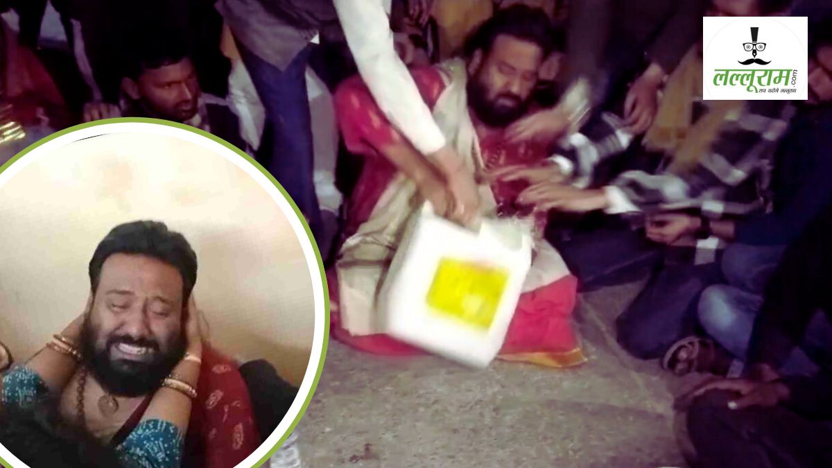 बालाजी मंदिर के महंत से मारपीट: भक्तों ने थाने में किया हनुमान चालीसा का पाठ, महंत ने केरोसिल डालकर आत्मदाह का किया प्रयास