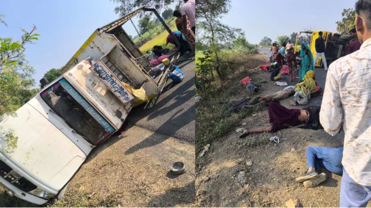 मजदूरों से भरा मालवाहक पलटाः एक महिला की मौत, दो दर्जन मजदूर घायल, चार की हालत गंभीर, सभी अस्पताल में भर्ती