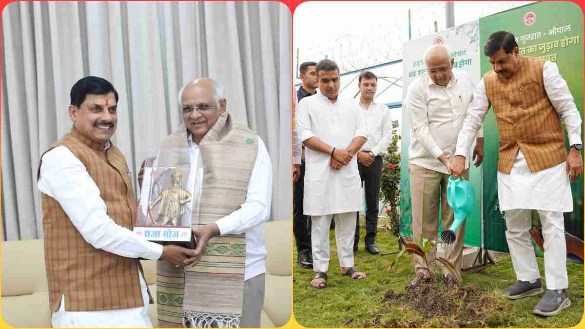 MP पहुंचे गुजरात के मुख्यमंत्री: CM डॉ. मोहन से की मुलाकात, एक साथ मिलकर किया पौधरोपण