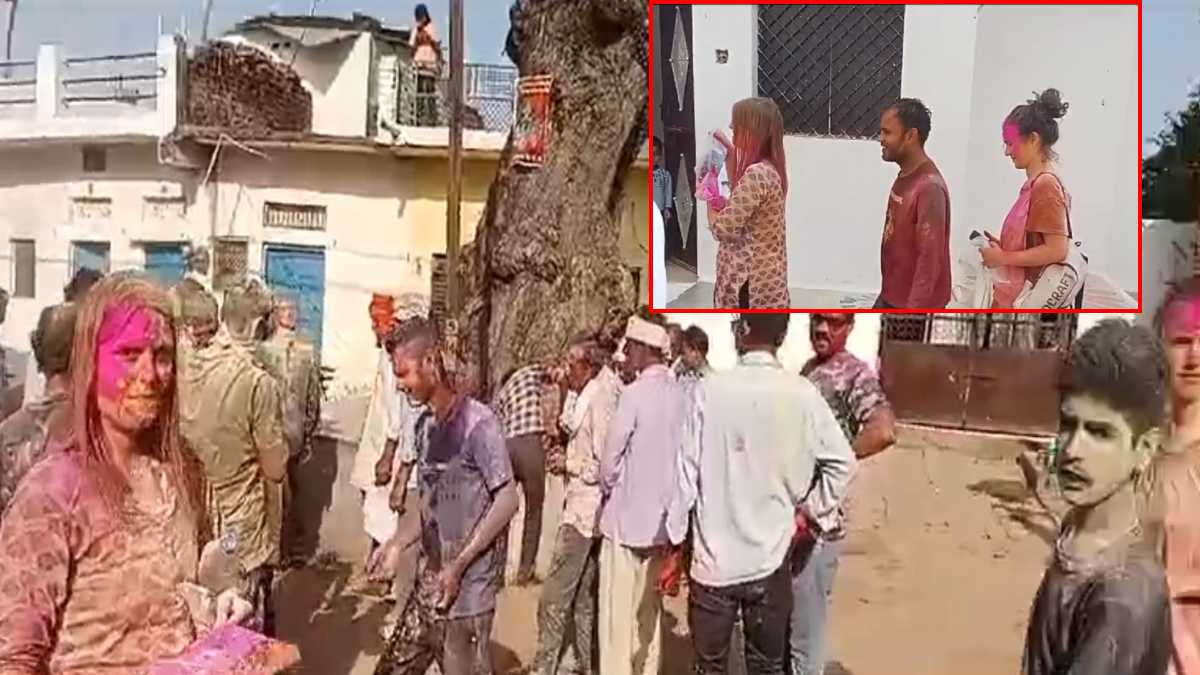 देसी रंग में रंगे विदेशी: जर्मनी से आए पर्यटकों ने बुंदेली अंदाज में खेली होली, पारंपरिक गीतों पर थिरके अंग्रेज, देखें Video