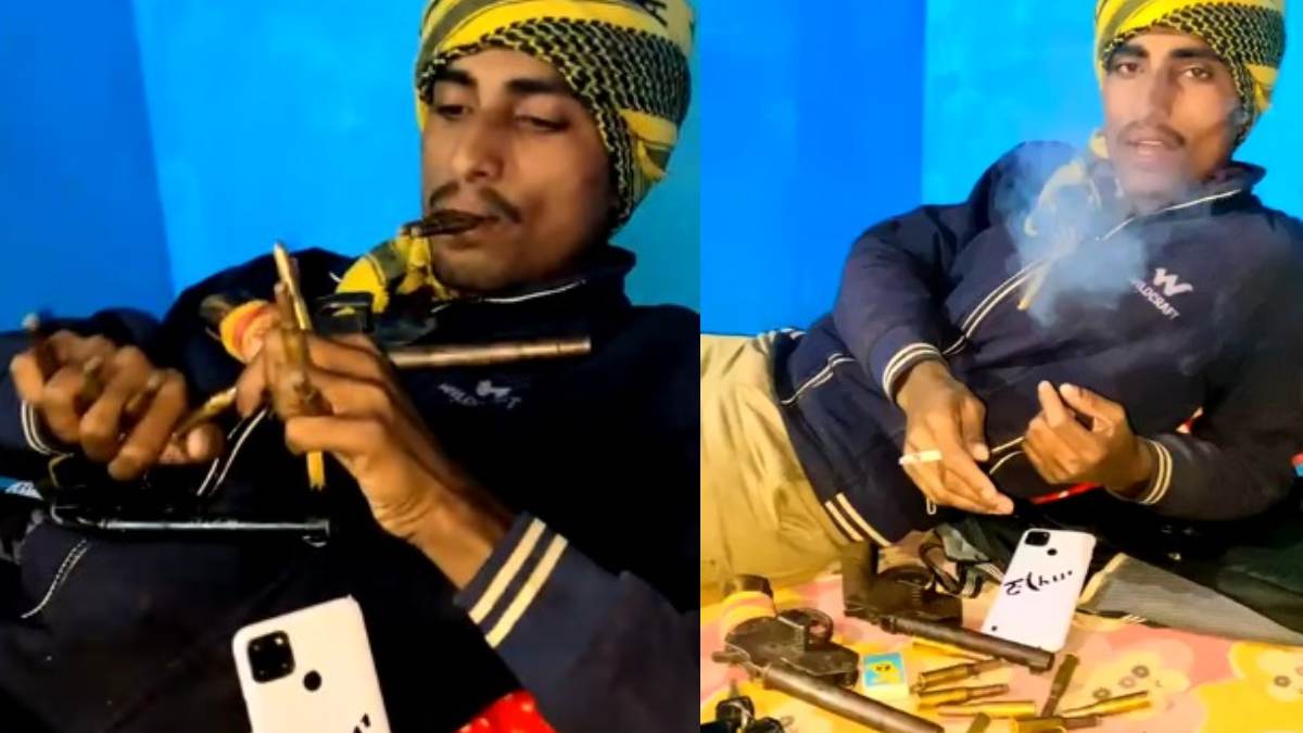मुंह और उंगलियों में कारतूस दबाकर खतरनाक स्टंटः वीडियो वायरल, पुलिस बदमाश युवक की तलाश में जुटी