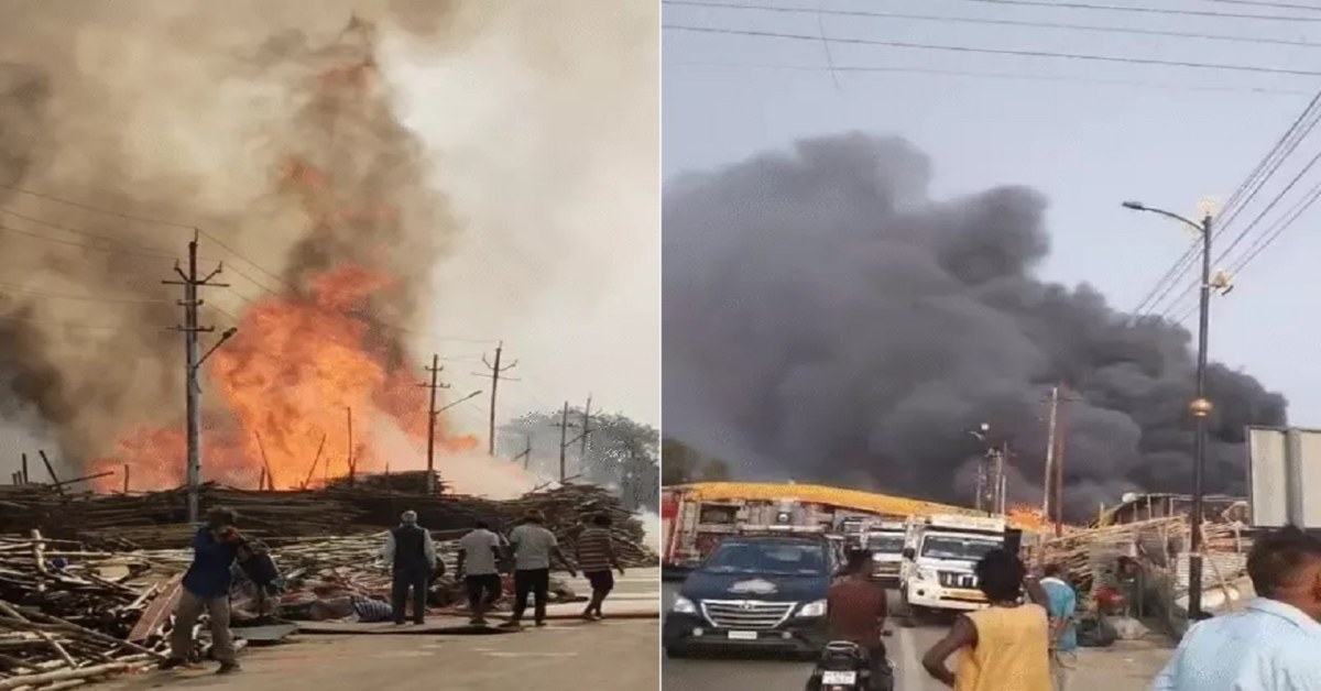 महाकुंभ बसाने वाले लल्लूजी के गोदाम में लगी भीषण आग, 3 किलोमीटर दूर से दिख रही लपटें, फायर कर्मियों के छूटे पसीने