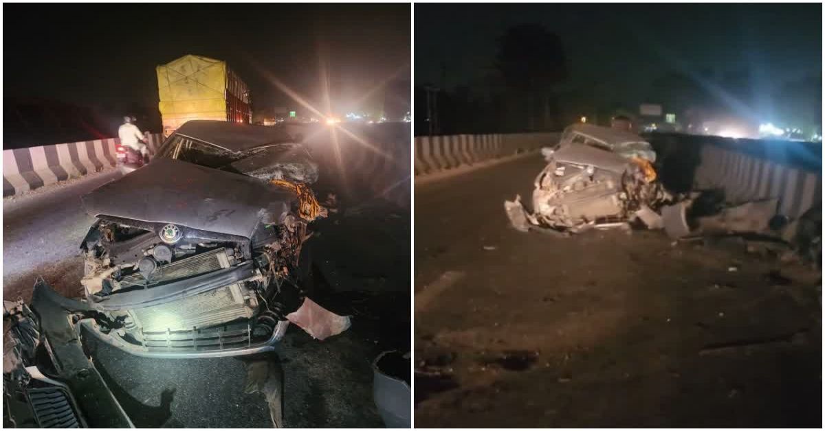 भीषण सड़क हादसा : डिवाइडर से टकराई तेज रफ्तार कार, एक व्यक्ति की मौत, 2 लड़ रहे जिंदगी के लिए जंग