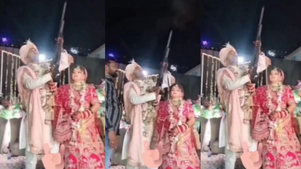 MP में नहीं थम रहा हर्ष फायर का चलन: शादी समारोह में दूल्हा-दुल्हन ने की हर्ष फायरिंग, Video वायरल, पुलिस ने नहीं की कार्रवाई