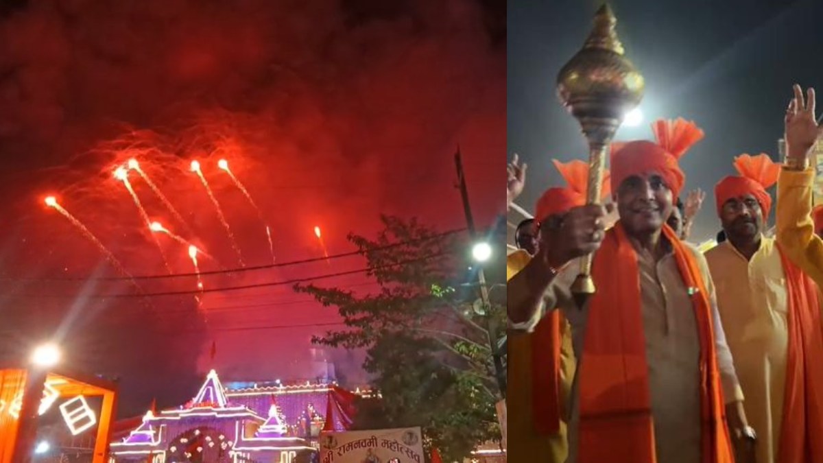 रामनवमी की धूम : राजधानी का श्रीराम मंदिर बना आकर्षण का केंद्र, उड़ते हनुमान ने मोहा मन, इधर शोभायात्रा में झूमे राजस्व मंत्री वर्मा