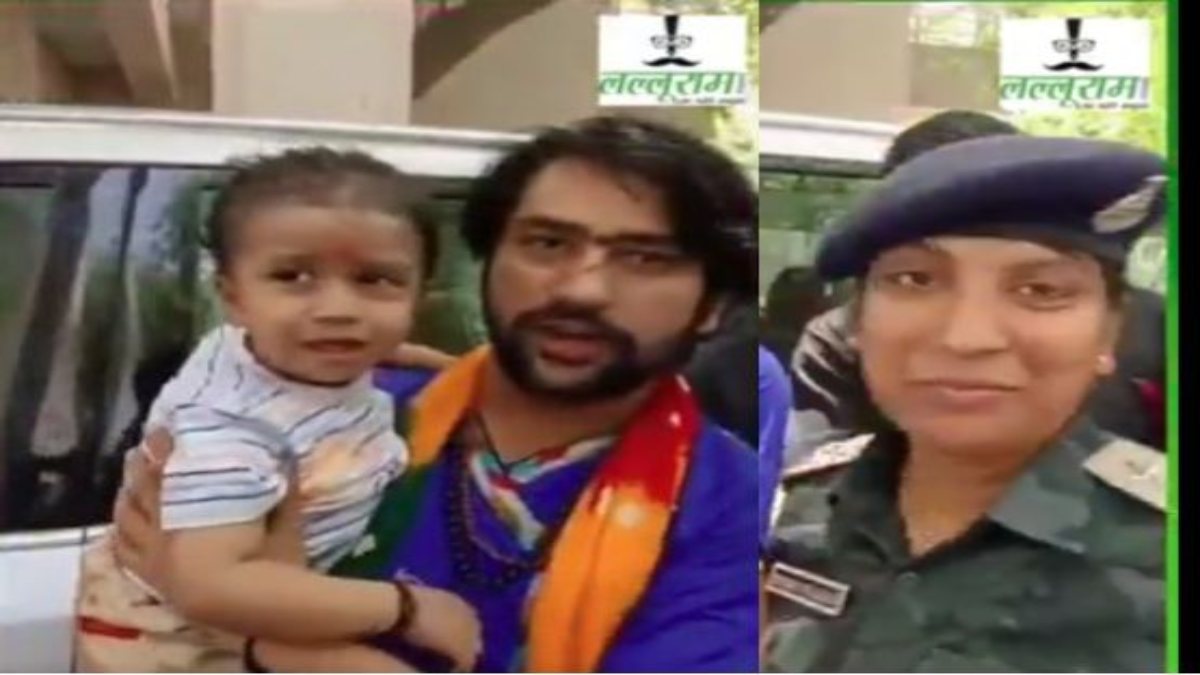 खूबसूरत वीडियोः ड्यूटी पर तैनात टीआई के बच्चे को गोद में लेकर धीरेंद्र शास्त्री ने दुलारा, दिया आशीर्वाद