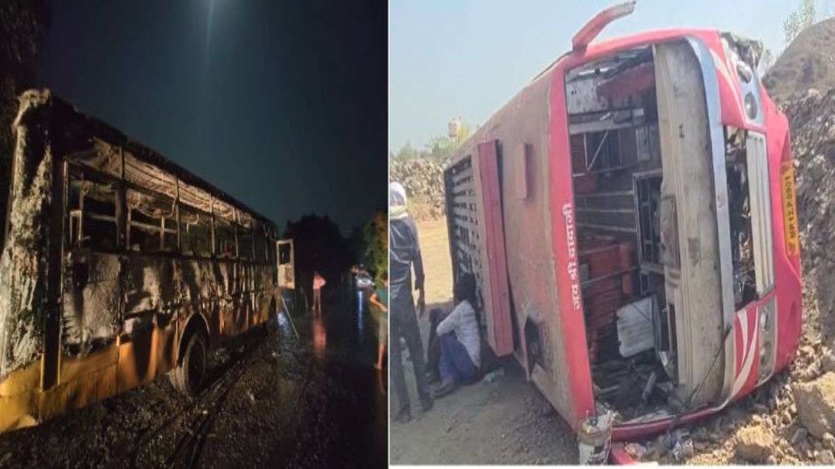 MP में दो सड़क हादसेः बालाघाट में बारातियों से भरी बस में लगी आग, बुरहानपुर में कार को बचाने के चक्कर में पलटी बस