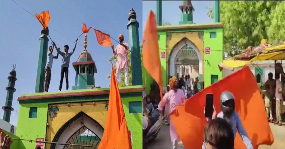 योगी राज में बस यही देखना बचा था…हिंदू संगठन के लोगों ने दरगाह पर चढ़कर फहराया भगवा, जमकर काटा बवाल, VIDEO वायरल