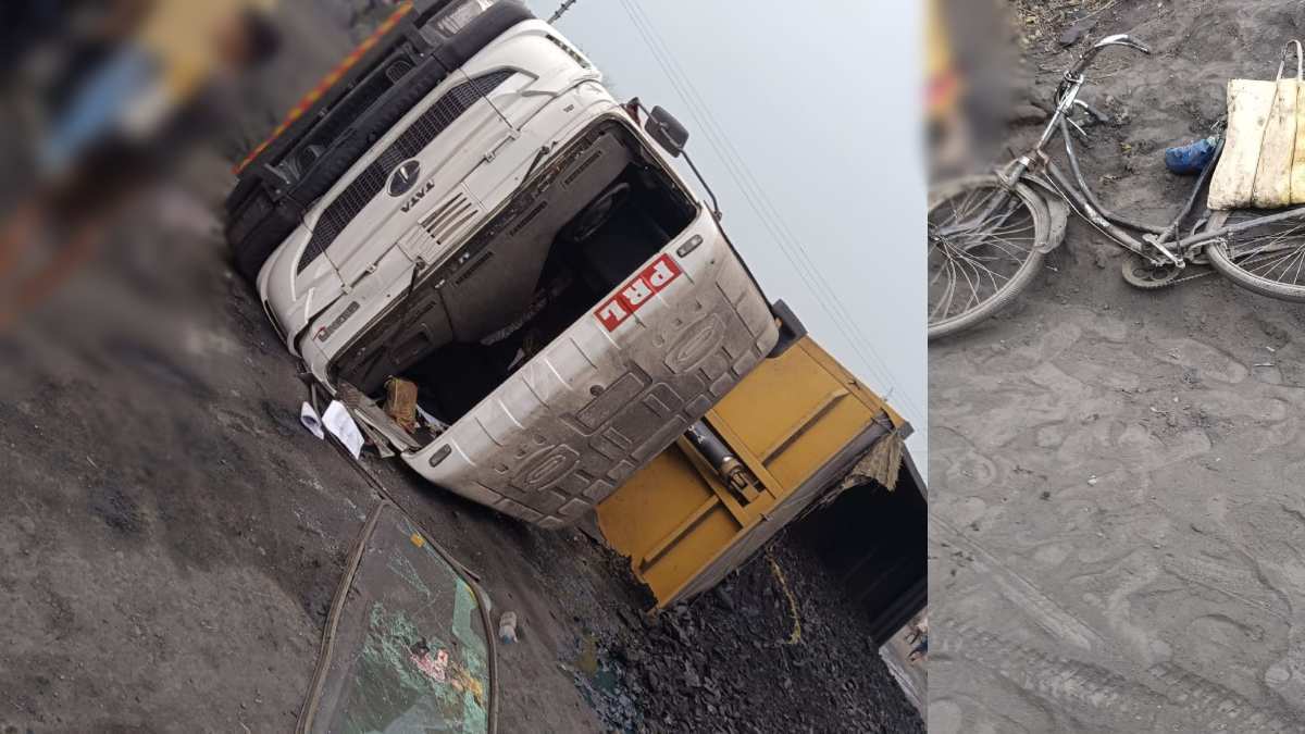 सड़क हादसा: तेज रफ्तार ट्रेलर अनियंत्रित होकर पलटी, चपेट में आने से सायकल सवार की मौत