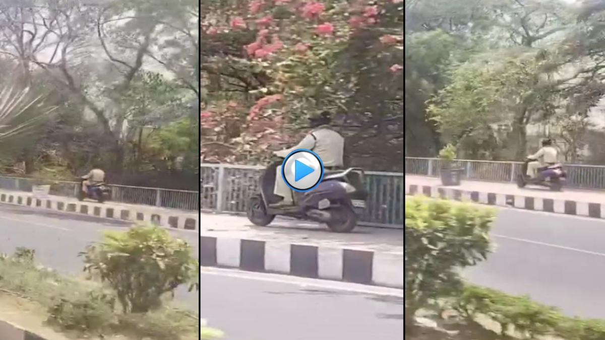 क्या कानून सिर्फ आम जनता के लिए ? VIP रोड में पुलिसकर्मी ने फुटपाथ पर दौड़ाई गाड़ी, VIDEO वायरल