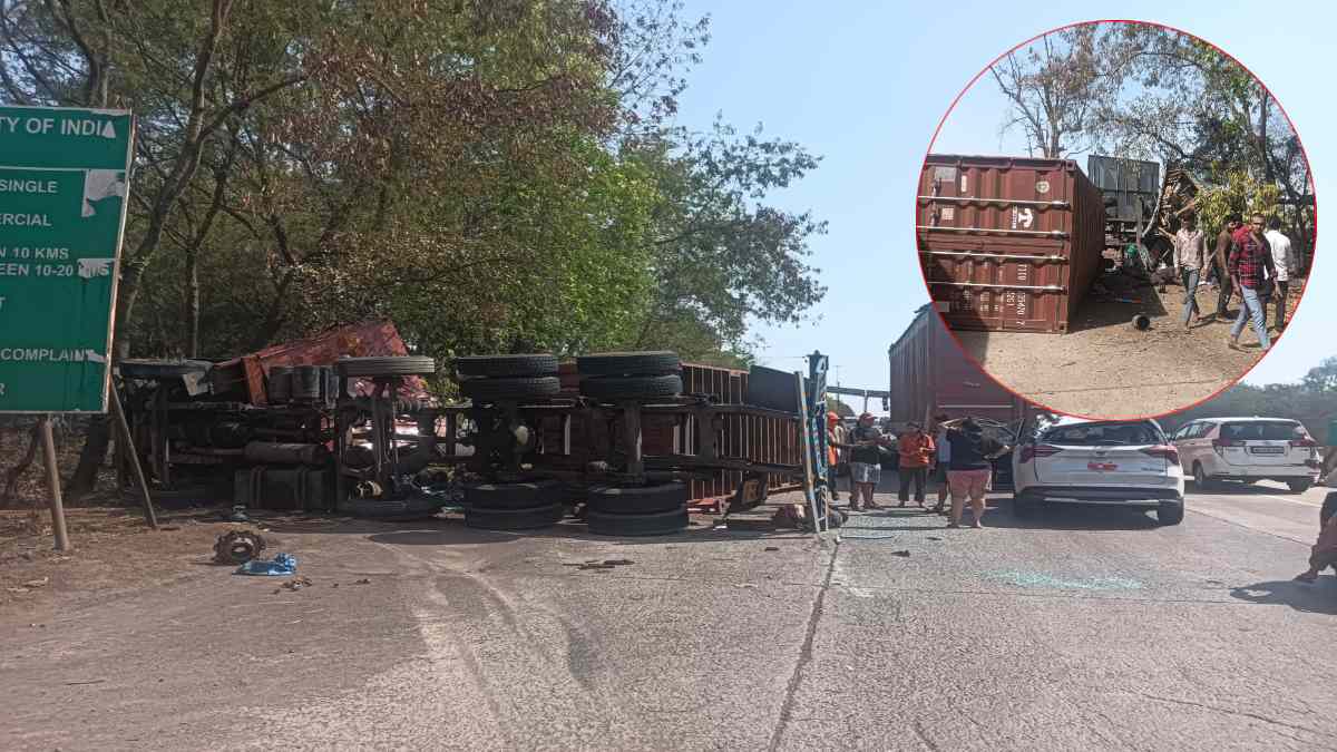 रफ्तार का कहर: बेकाबू कंटेनर ने कार को मारी टक्कर, फिर ट्रक से भिड़ा, मैकेनिक और चालक की मौत