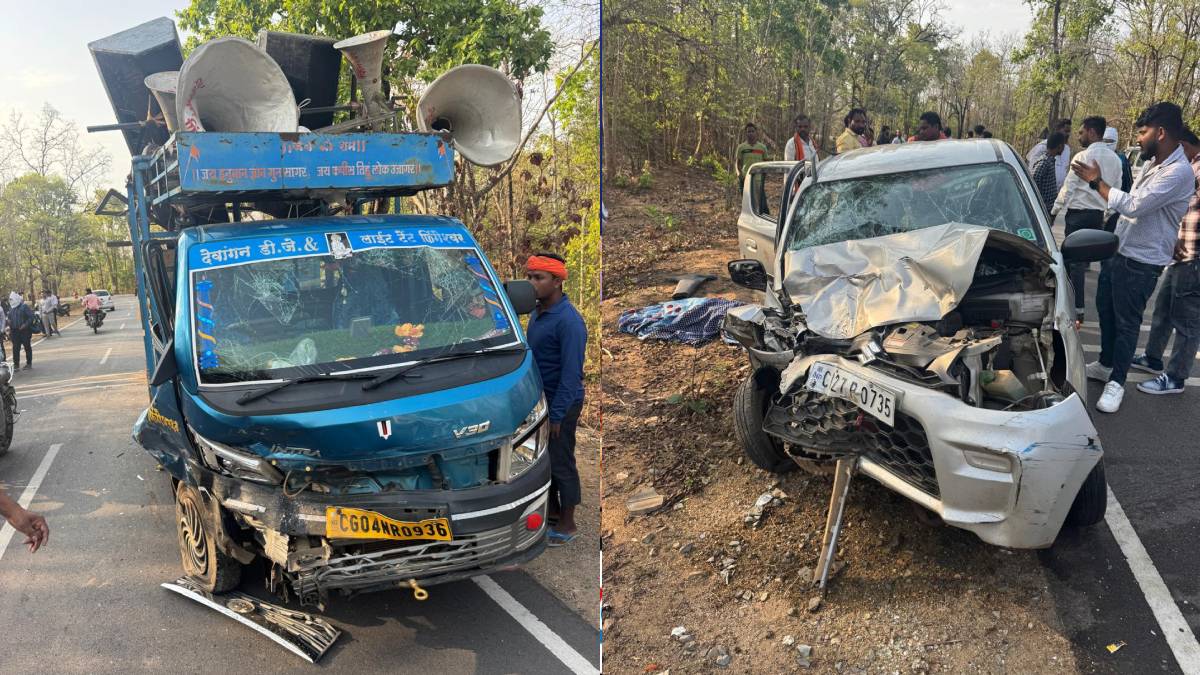 भीषण सड़क हादसा: नाला के पास पिकअप और कार में जोरदार भिड़ंत, एक की मौत, 9 घायल