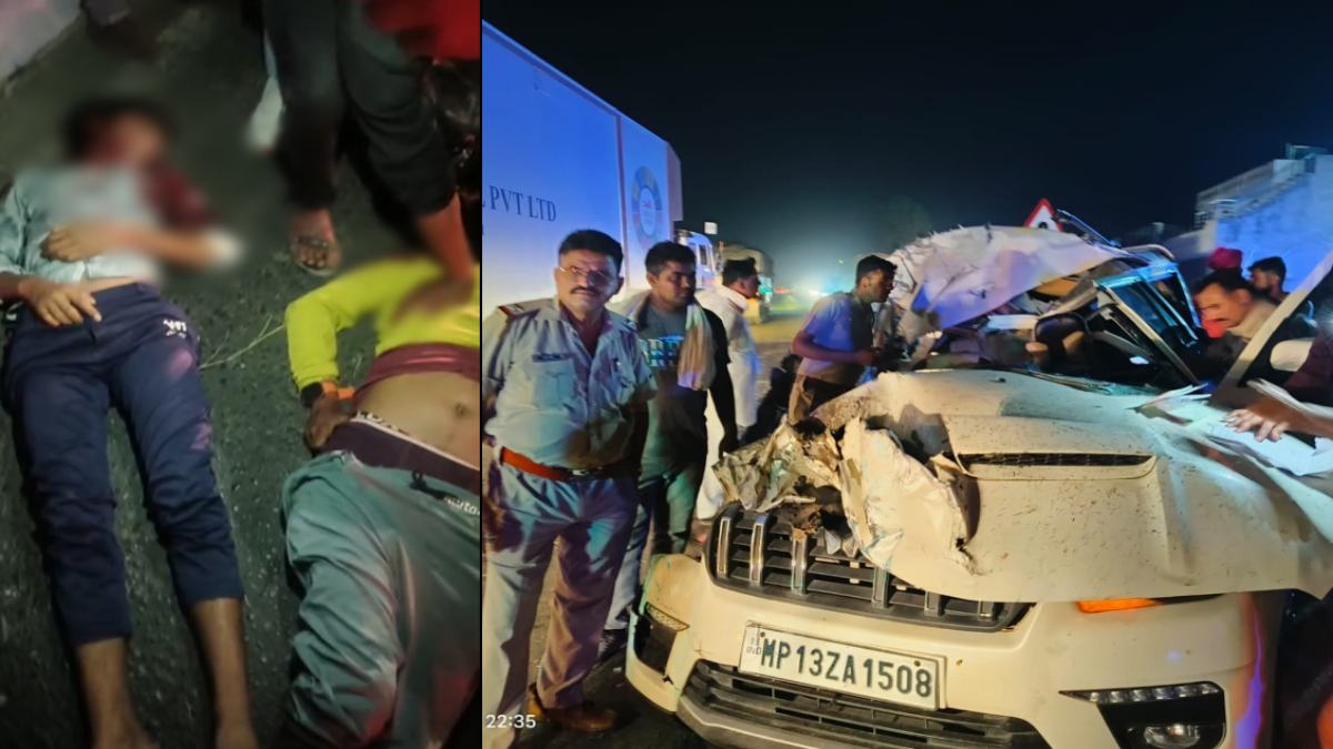 एमपी-राजस्थान बॉर्डर पर दर्दनाक हादसा: डिवाइडर तोड़ते हुए कंटेनर से टकराई स्कॉर्पियो, 4 की उखड़ी सांसें, 3 की हालत गंभीर