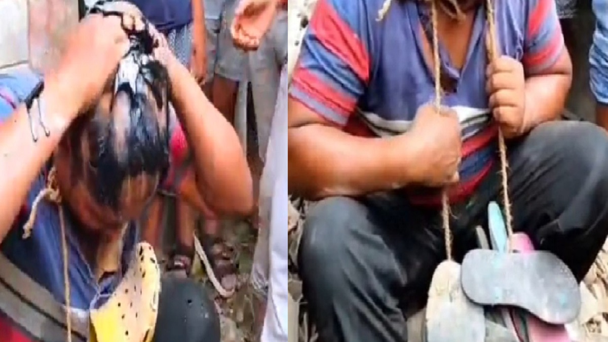 अब किसी से होटल चलने को नहीं बोलेगा, छात्रा से छेड़खानी करने वाले का सिर मुंडवाया, चेहरे पर पोती कालिख, चप्पल की माला पहनाकर पूरे गांव में घुमाया, VIDEO वायरल