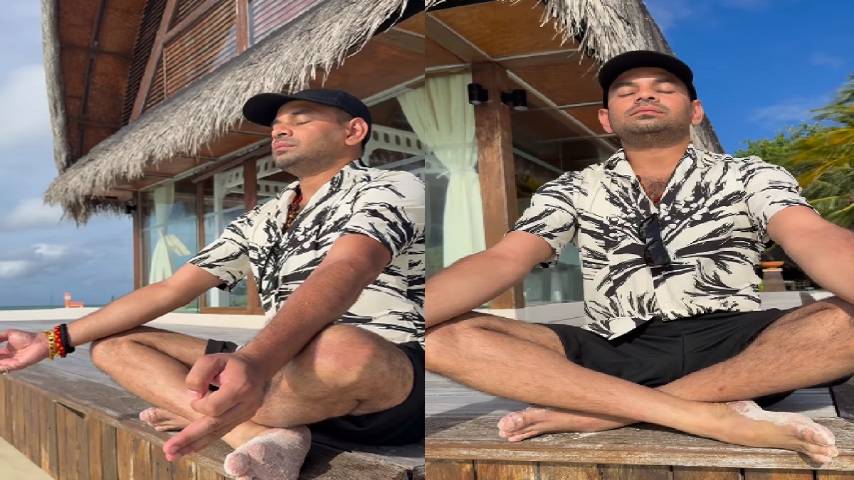 शांति की तलाश में मालदीव पहुंचे लालू यादव के बड़े बेटे तेज प्रताप यादव, समुद्र किनारे ध्यान लगाते हुए VIDEO आया सामने