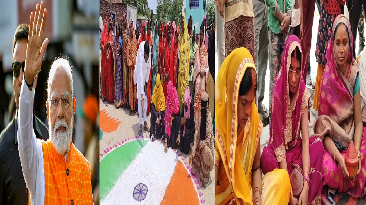 सासाराम: PM मोदी के स्वागत में अल्पसंख्यक समुदाय की महिलाओं ने बनाई तिरंगे वाली खास रंगोली, हाथों में सिंदूर पात्र लेकर बैठी हैं महिलाएं